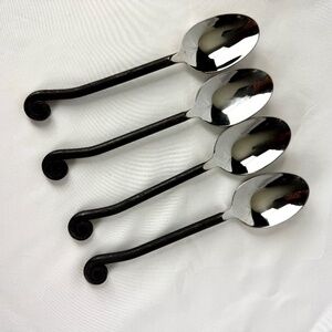 4 Treble Clef Tablespoons Gourmet Settings 18 8 Black Oxidized Coiled Tips